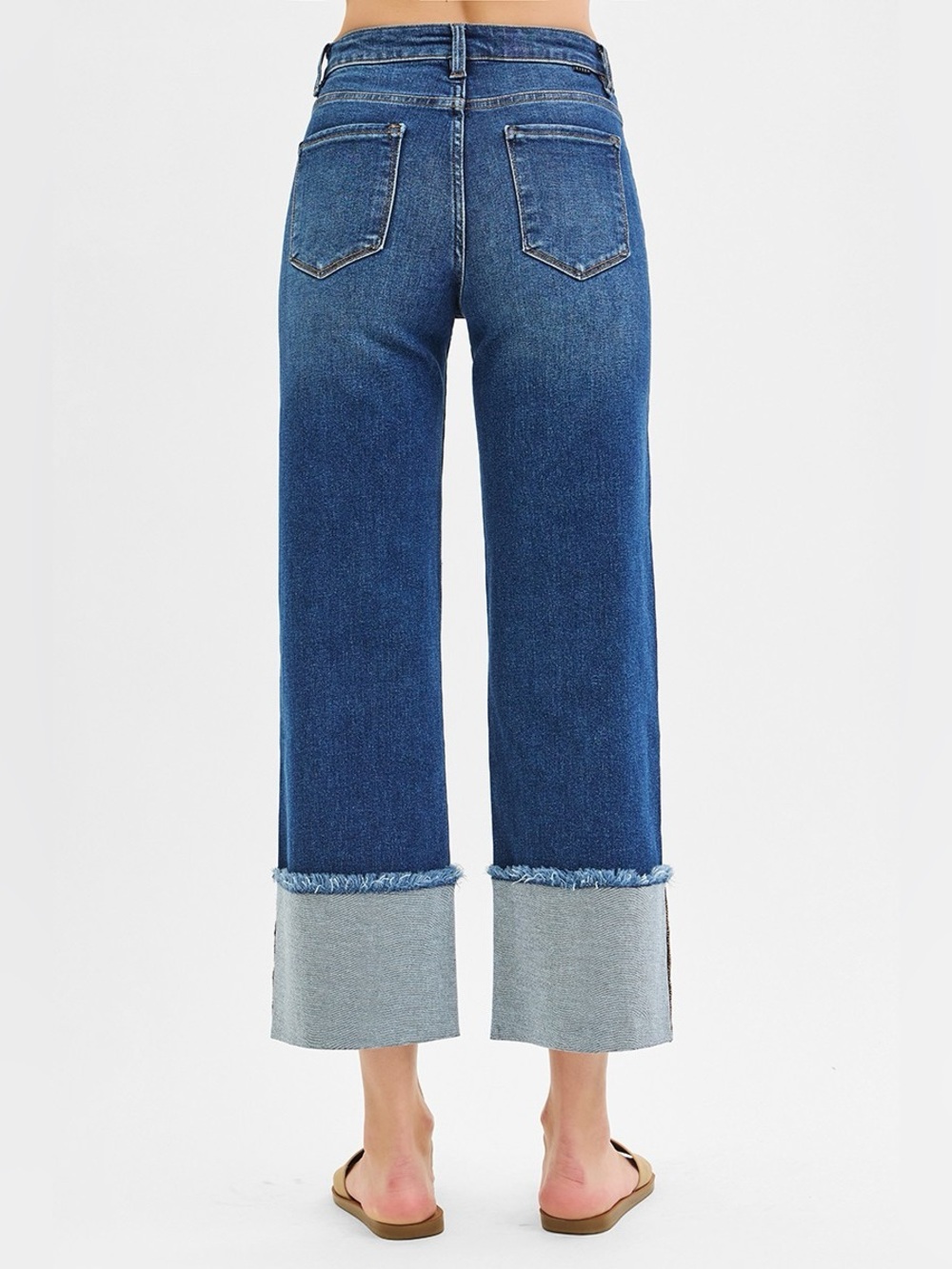 Women’s Blue Wide Crop Jeans - Picture 4 of 7